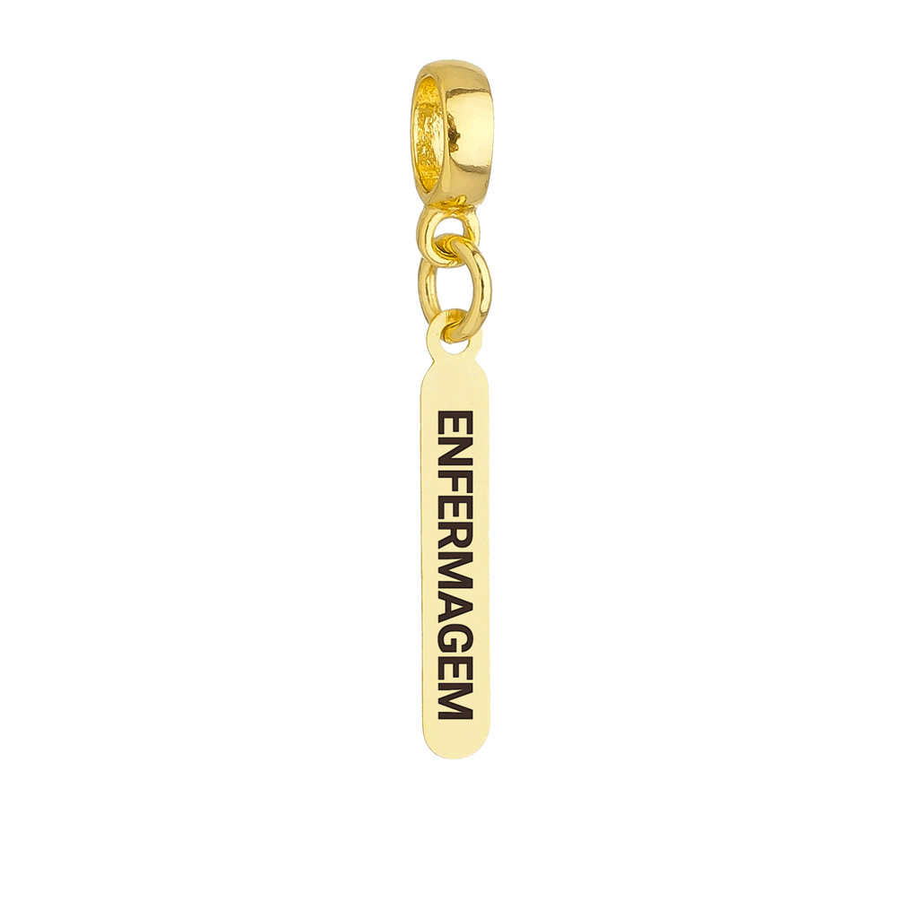 Berloque Plaquinha Enfermagem Banhado a Ouro 18k
