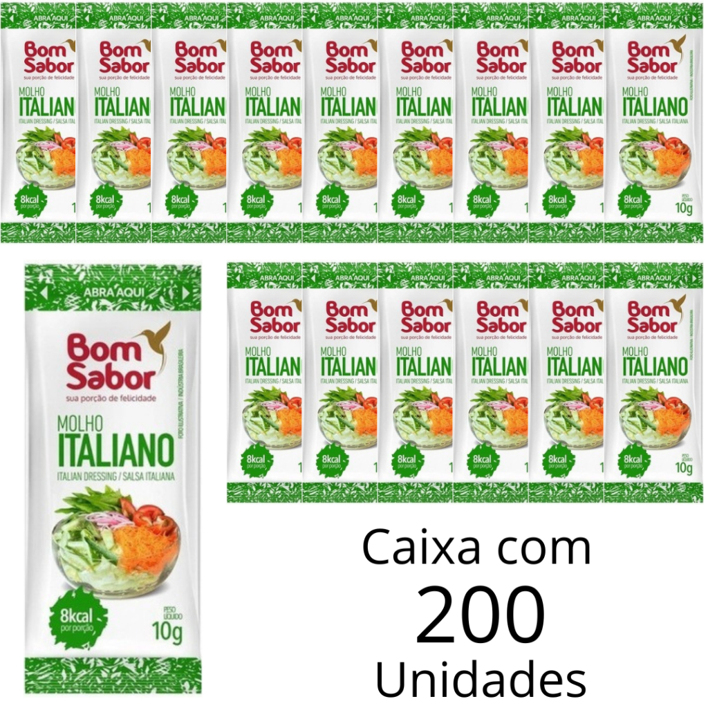 Molho Italiano Bom Sabor Para Salada Em Sachê 10g Em Caixa Com 200 Unidades Para Pousada Restaurante