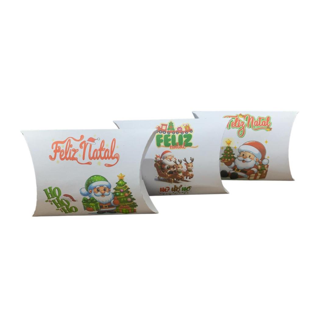 20 Caixa Almofada Feliz Natal Para Lembrancinha Pão de Mel Brownie Palha Italiana  Bombons Biju Embalagem. TAM G