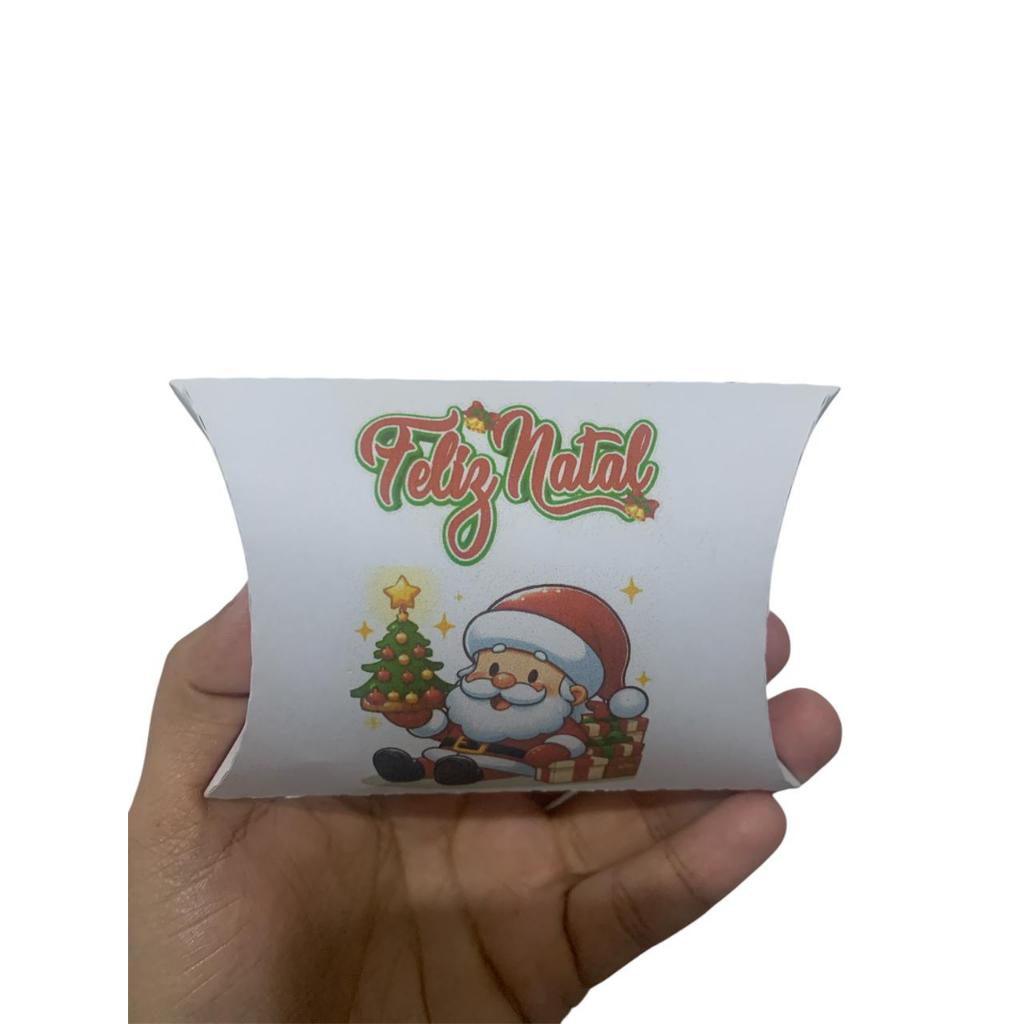 20 Caixa Almofada Feliz Natal Para Lembrancinha Pão de Mel Brownie Palha Italiana  Bombons Biju Embalagem. TAM P
