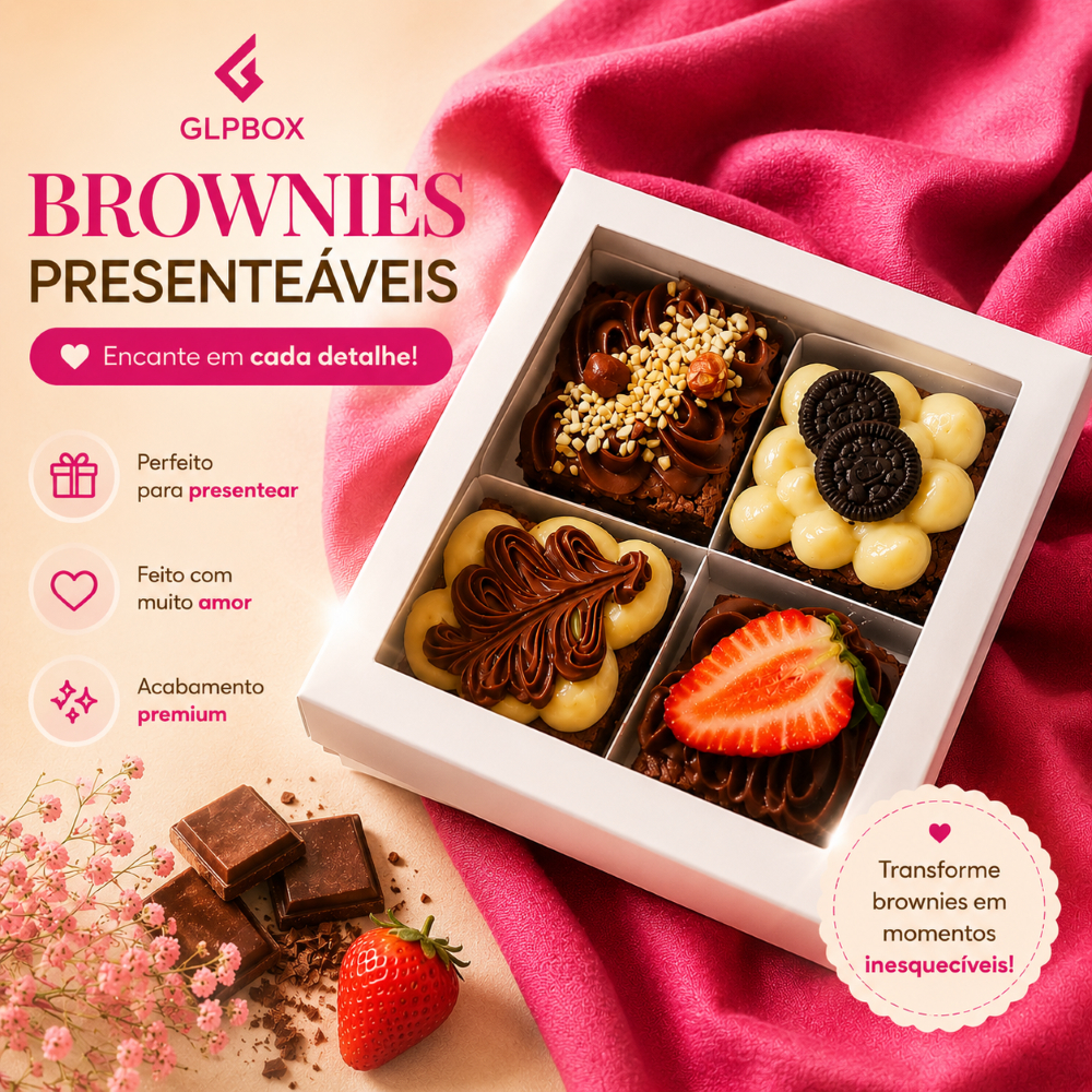 10 Caixas para 4 brownie, palha italiana, pão de mel  - Visor Transparente