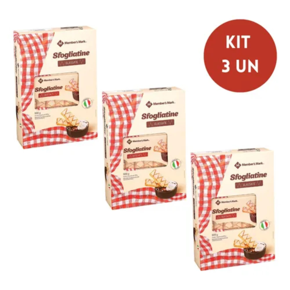Kit 3 Caixas Biscoito Sfogliatine Glassate Italiano Members Mark 600g – Folhado Gourmet Importado