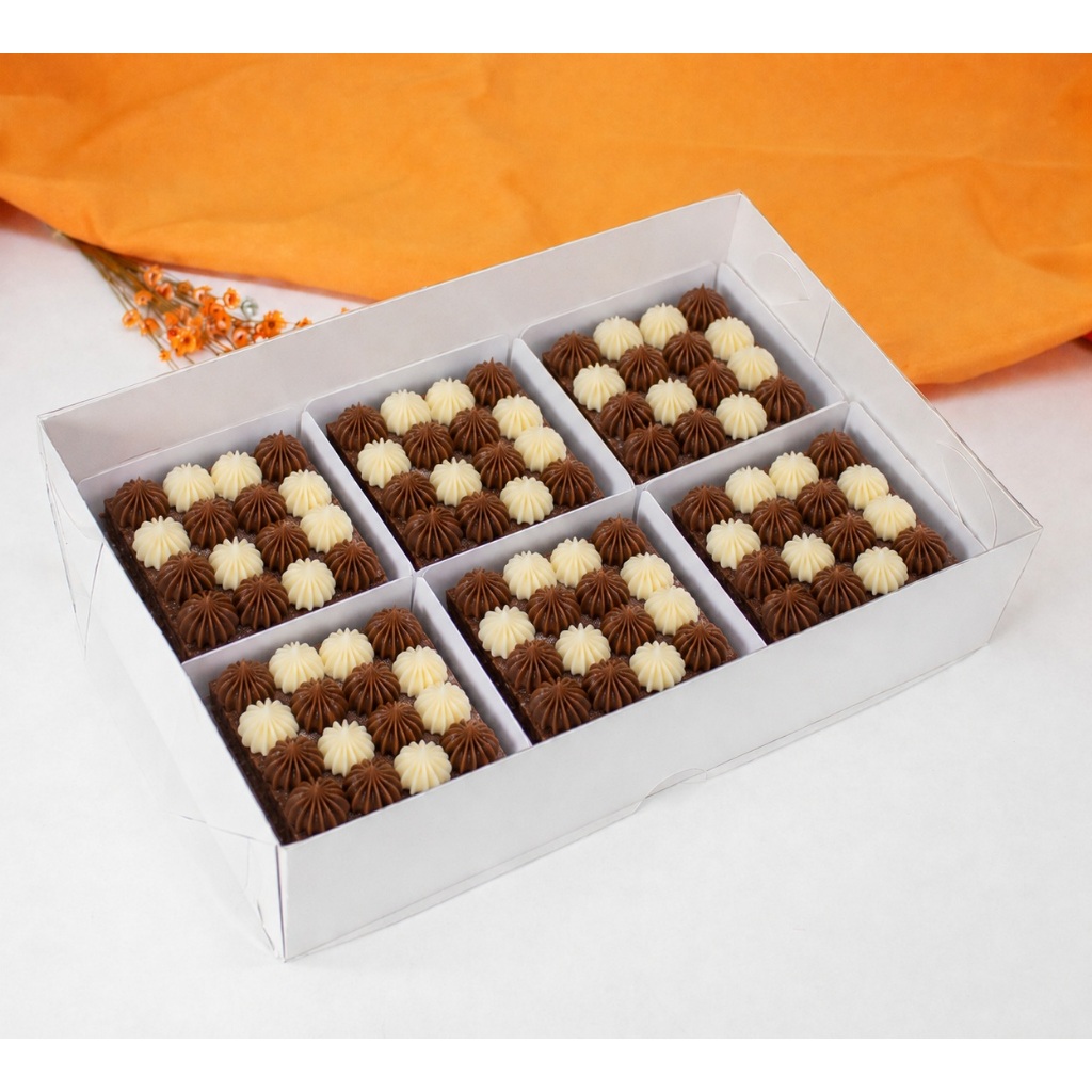 10 Caixas para 6 brownies, pão de mel ou palha italiana 22,5x15x5 tampa acetato branca