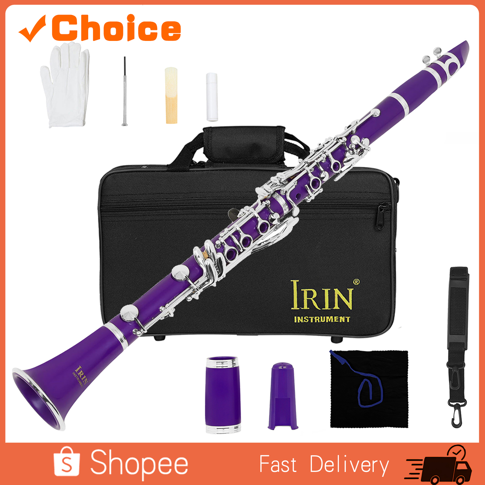 IRIN Bb Clarinete 17 Teclas 6 Anéis Chave Com Barril Duplo Almofadas Italianas Molas Importadas Inclui Caixa De Pano Ace