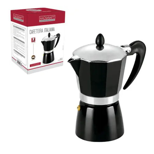 CAFETEIRA ITALIANA DE ALUMINIO 380ML PRETO P/6 XICARAS HAUSKRAFT NA CAIXA CAFT-006PT WESTERN*