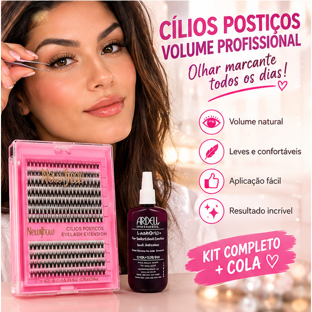 Kit Cílios Postiços Naturais + Cola, Alongamento De Cílios Para Maquiagem