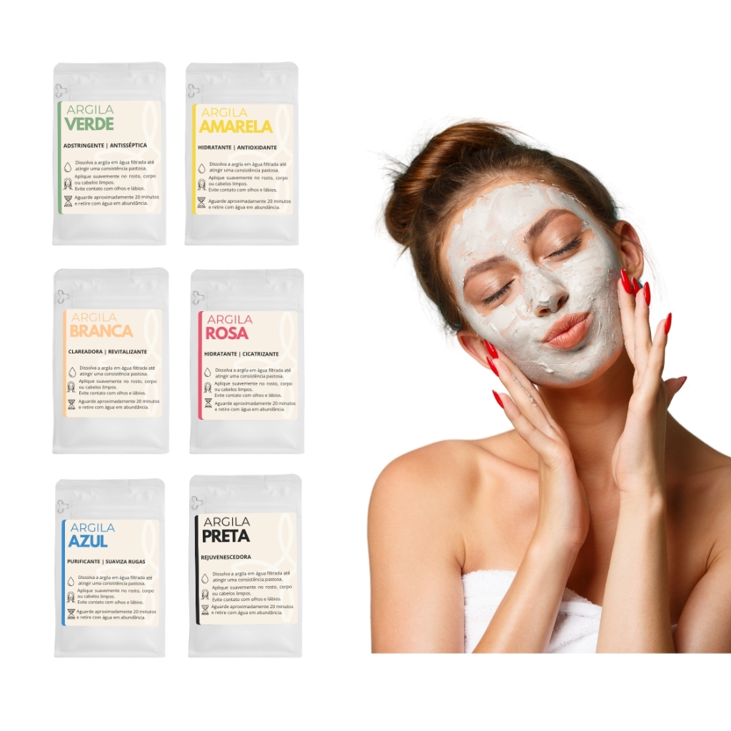 Kit 2 Argilas Naturais Skin Care 100% Puras Máscara Facial  - Escolha o Seu Kit