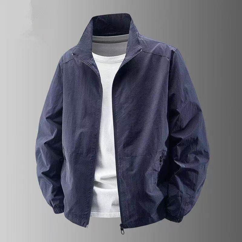 Verão gelo seda leve proteção solar roupas jaqueta masculina Casual gola alta roupas de proteção solar ao ar livre prote