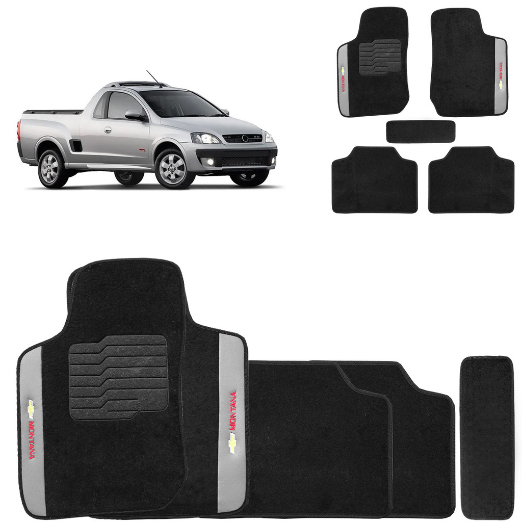 Jogo de Tapete Carpete Montana 2003 a 2010 Preto 5 Peças