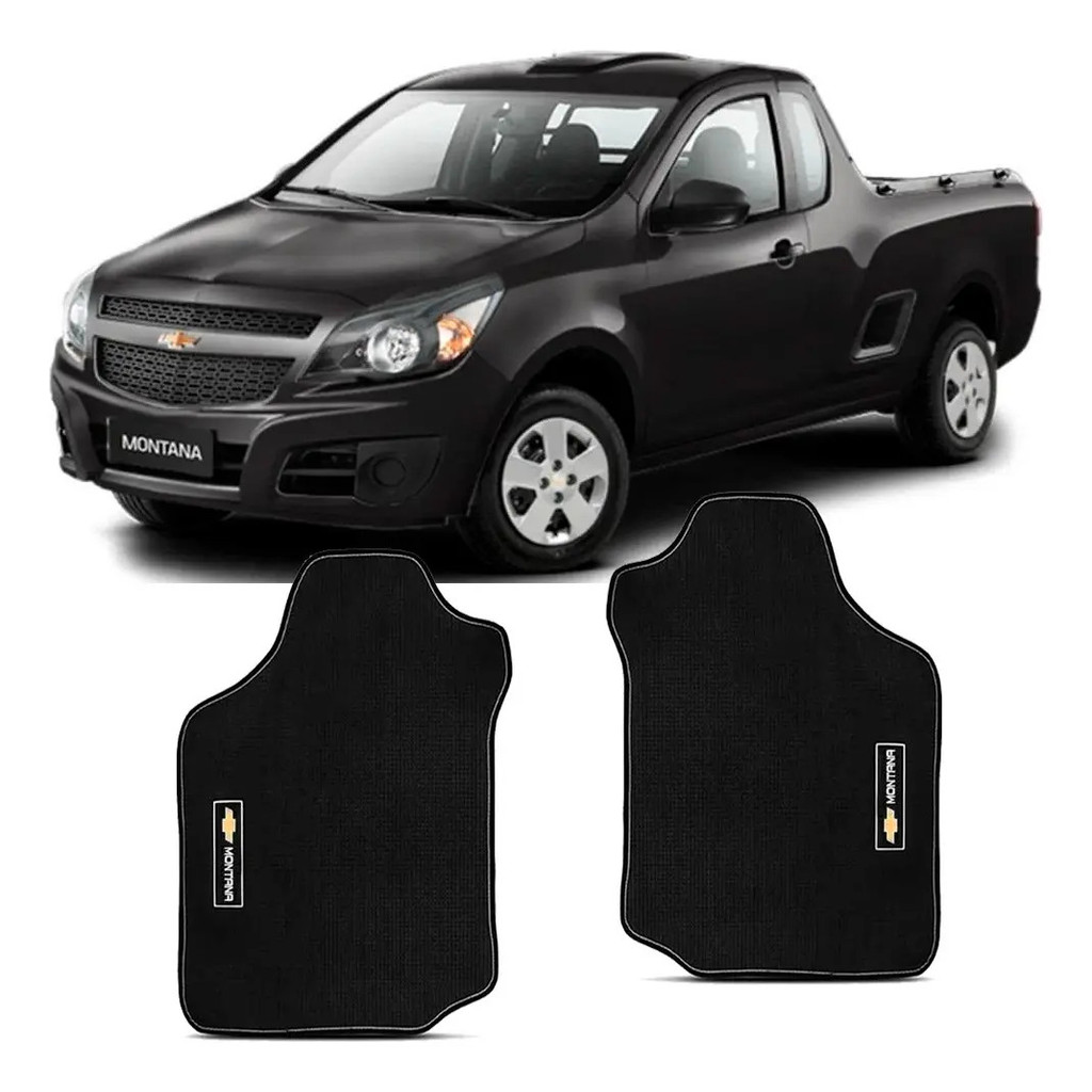 Tapete Chevrolet Montana 2003 a 2010 Requinte PVCC02.035 PVC Preto 2 Peças