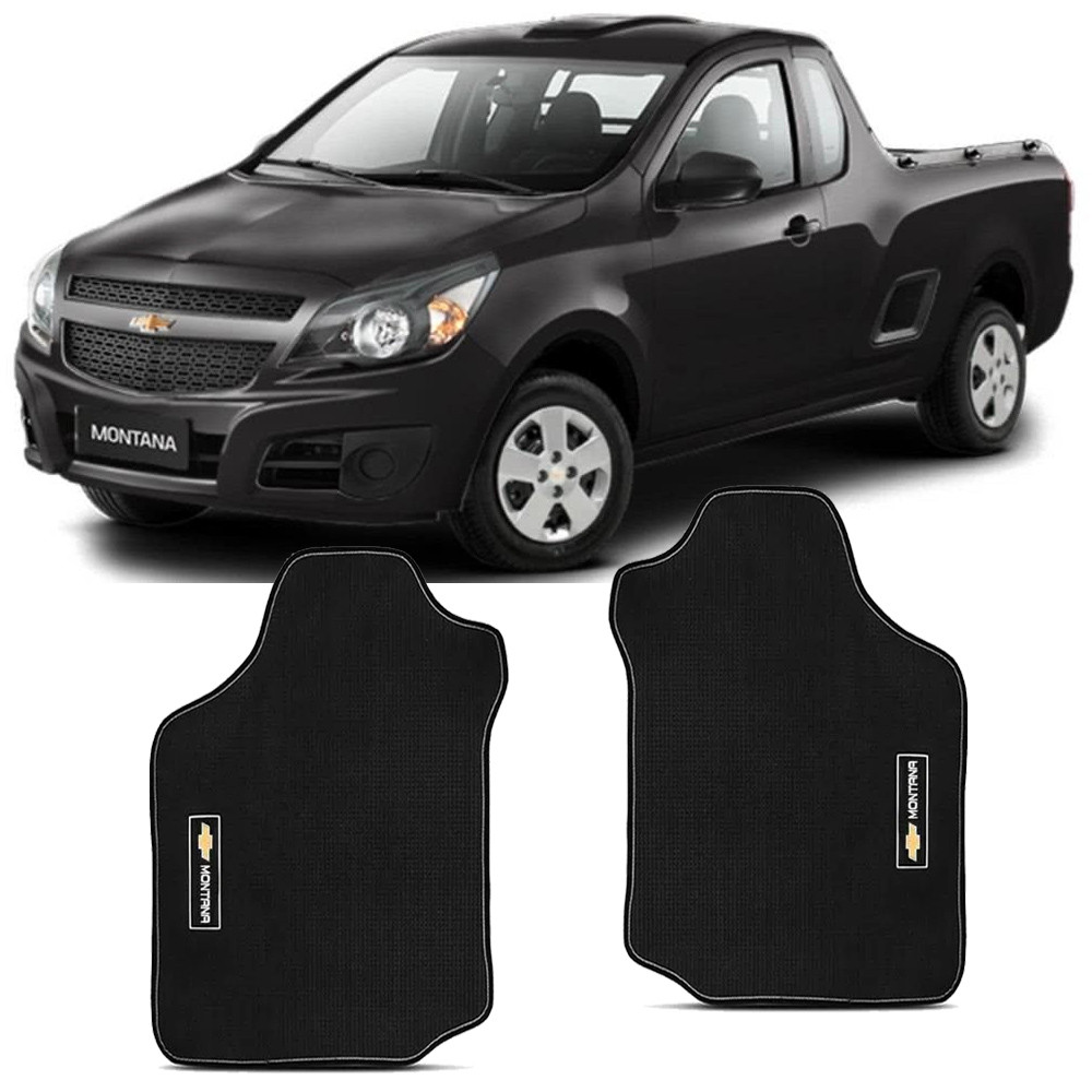 Tapete Chevrolet Montana 2003 a 2010 Requinte PVCC02.035 PVC Preto 2 Peças