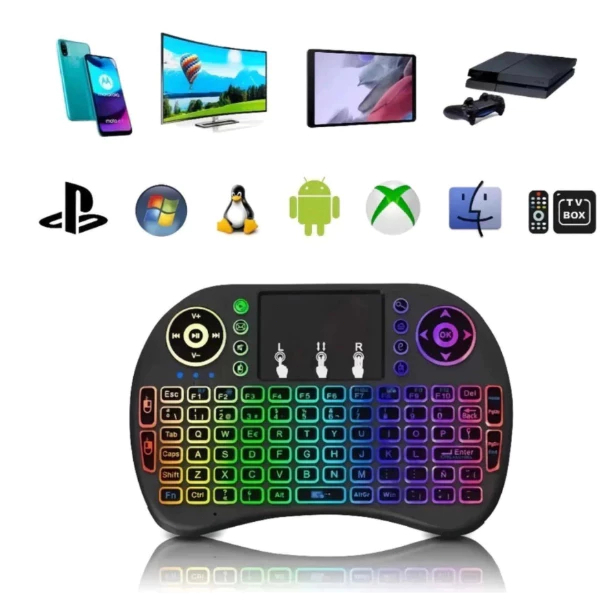Mini teclado sem fio, com touchpad e controlador USB, rechargeable