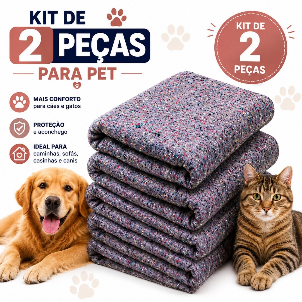 Cobertor para Pet 2 Peças Cachorro Gatos Caes 190 X 0,70 Grosso Resistente