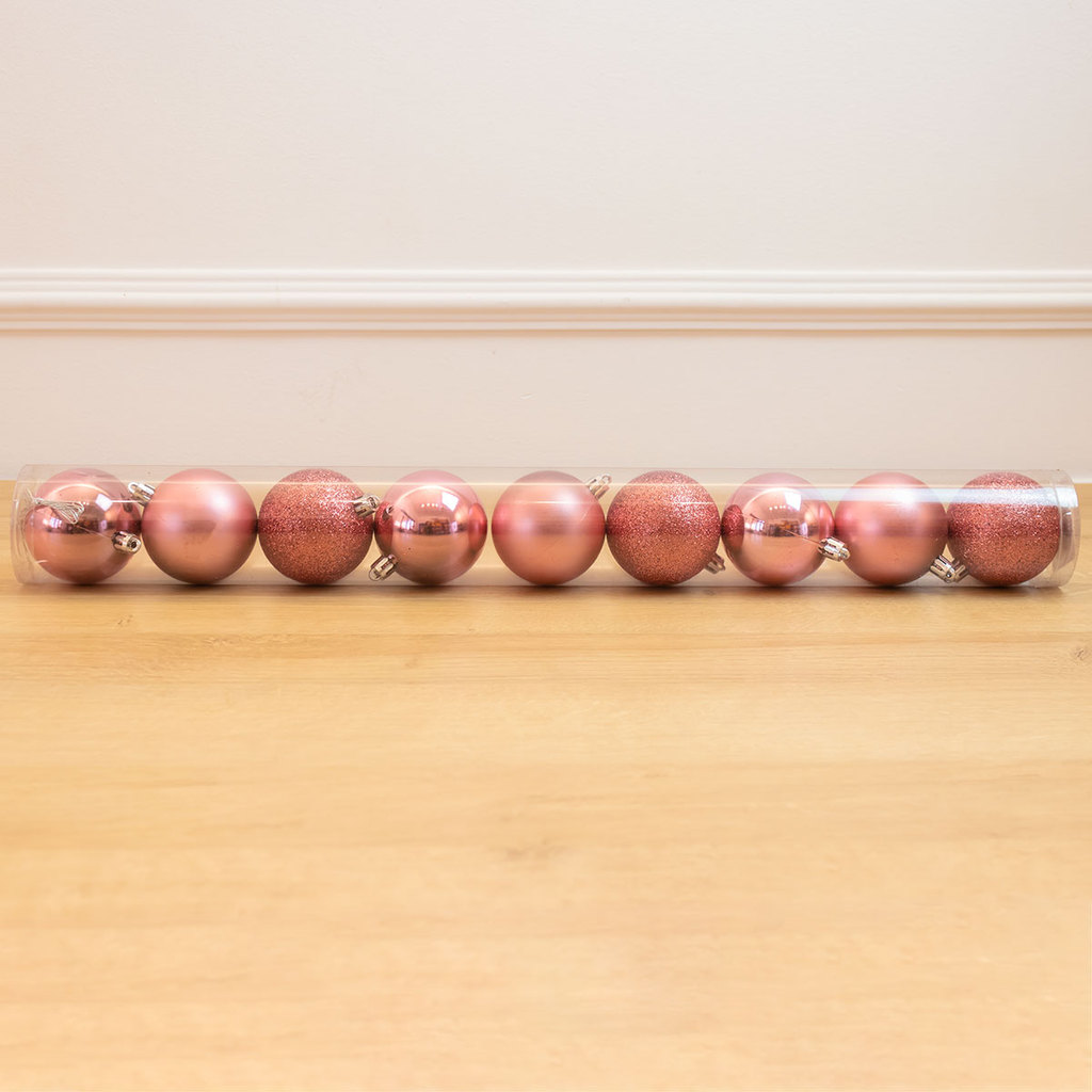 Kit 9 Bolas de Natal Rosé Mistas 6cm