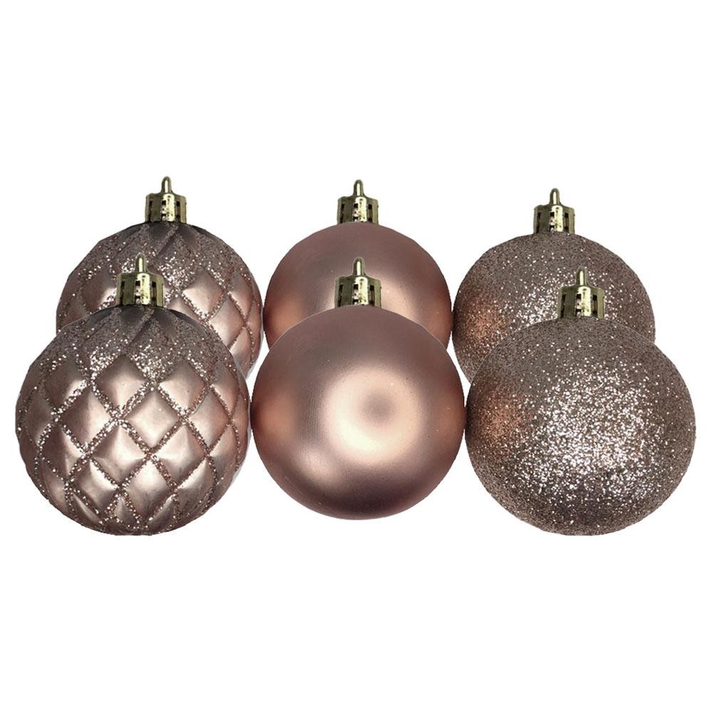 Kit Bolas de Natal 6cm Rose Gold com 6 unidades Zein