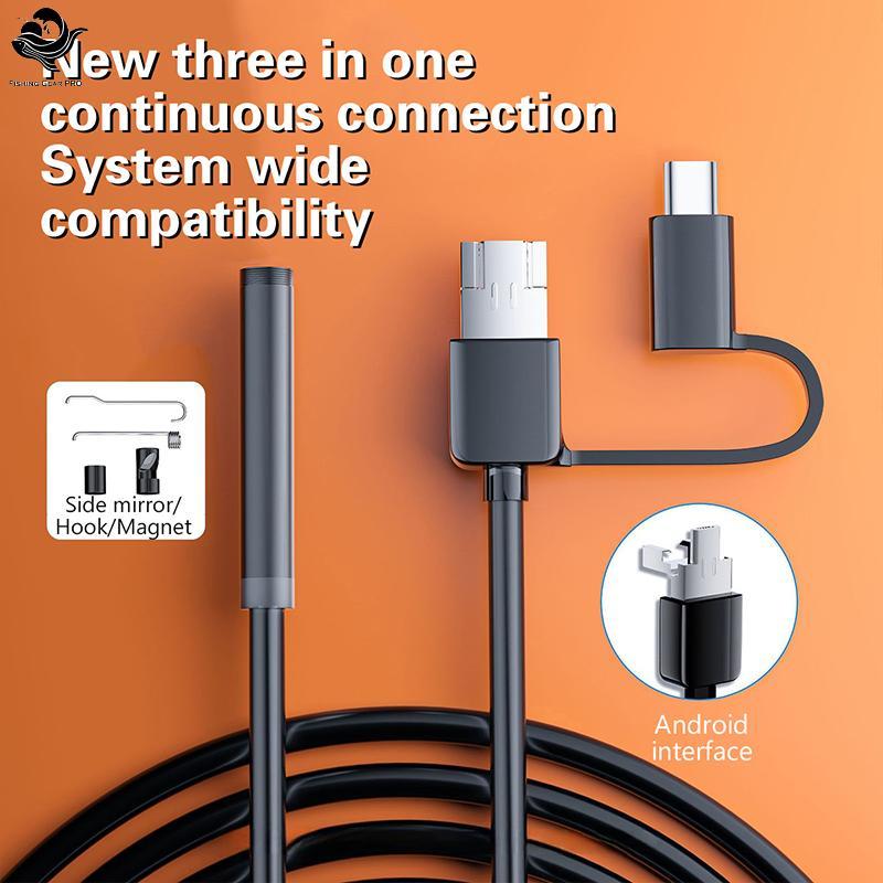 PFG Mini Câmera 7mm 2M Fio Duro Android Tipo-C USB Detecção De Linha De À Prova Dwaterproof Água Endoscópio Cabo Ajustáv