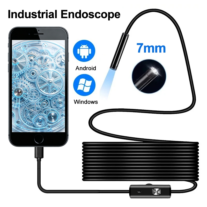 3 Em 1 Endoscópio Boroscópio 7mm Câmera De Inspeção HD IP67 À Prova Dip67 Água Para Android Telefone PC Carro Espelho De
