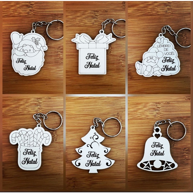 Kit de Chaveiros Natalinos Natal Brinde Personalizado em MDF