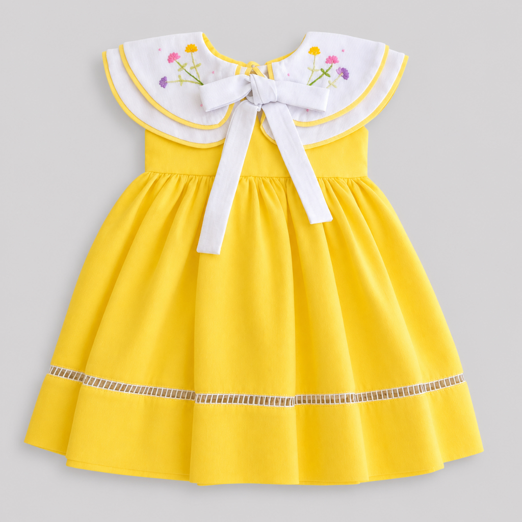 Vestido Infantil Floral Bordado à Mão com Bicos | Vestido Menina Luxo Festa