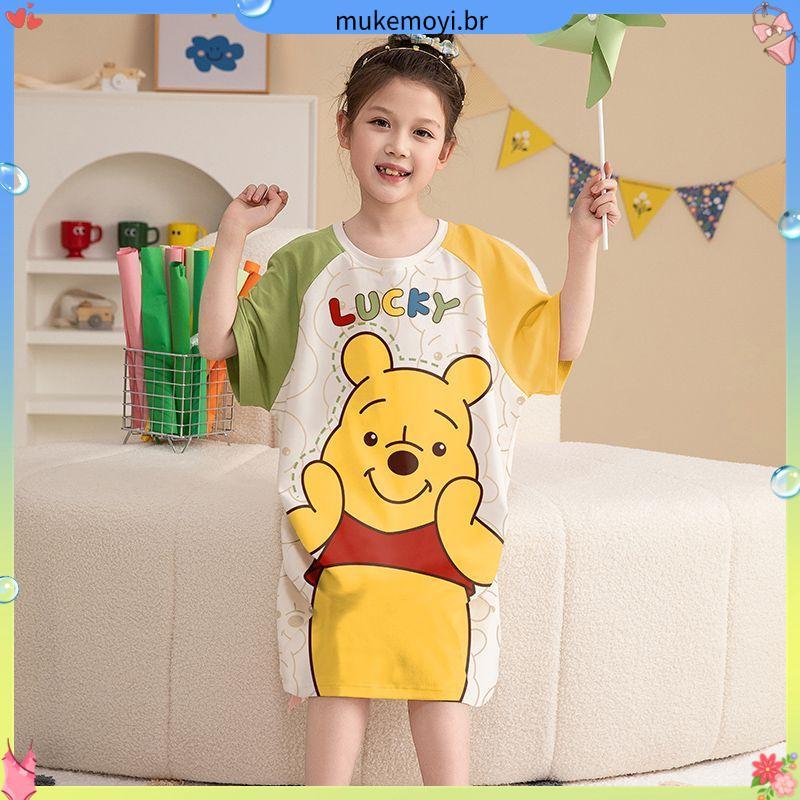 Meninas camisola 2026 verão novo estilo de manga curta puro algodão estilo fino pijamas meninas crianças vestidos de ver