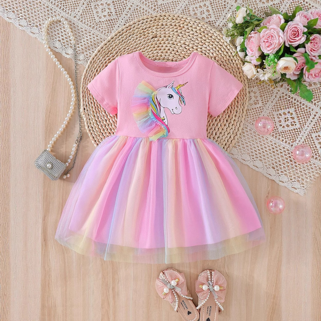 Estoque pronto frete grátis vestido infantil meninas vestido de verão 2026 novo estilo bebê saia elegante vestido de ver