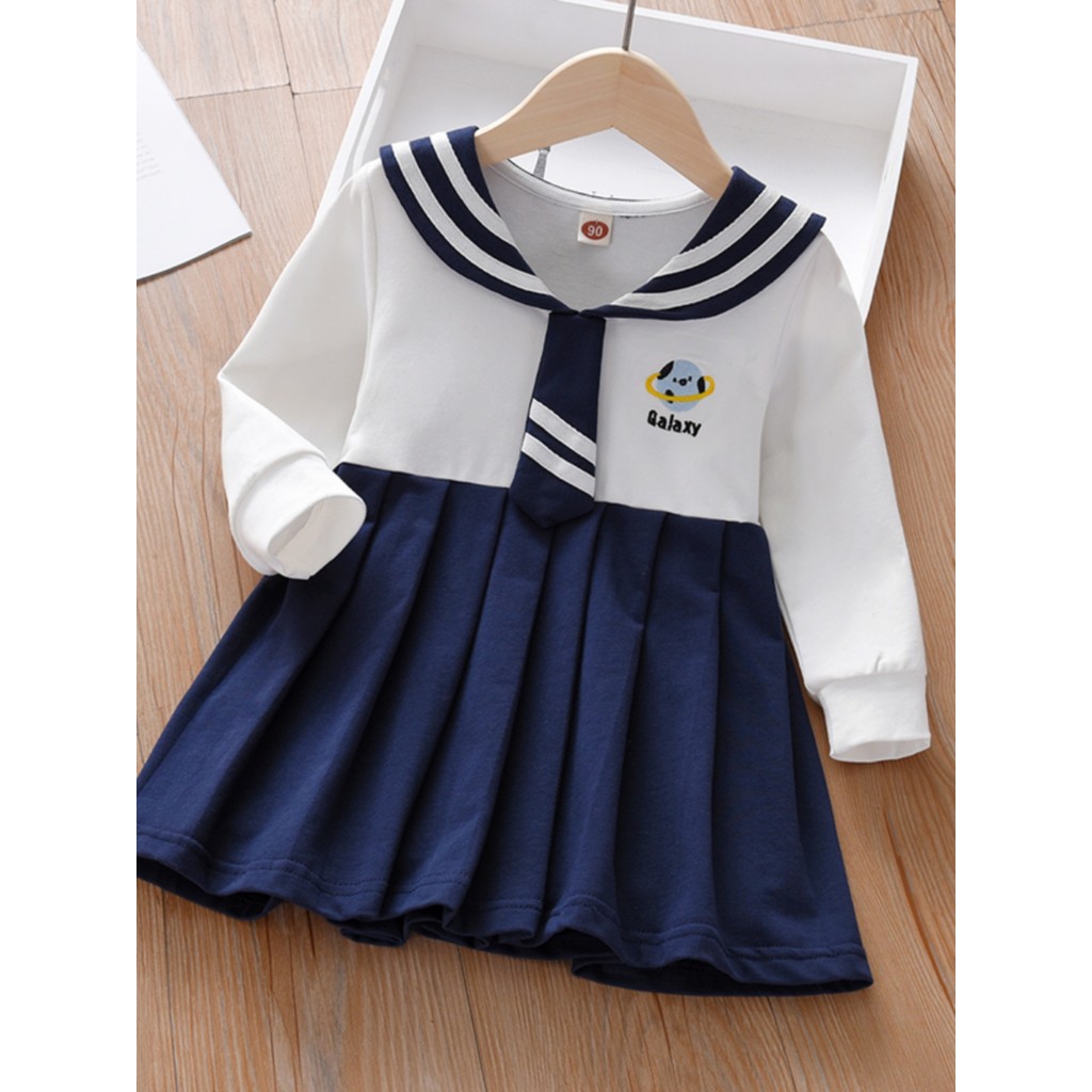 Meninas primavera outono vestido 2026 novo estilo elegante estilo marinho menina vestido de princesa roupas infantis ver