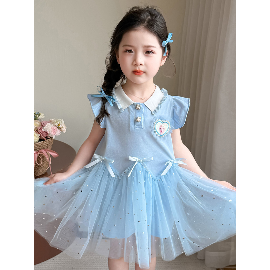 Meninas elsa vestido de princesa vestido de verão 2026 novo estilo bebê menina elsa polo vestido crianças vestido de ver