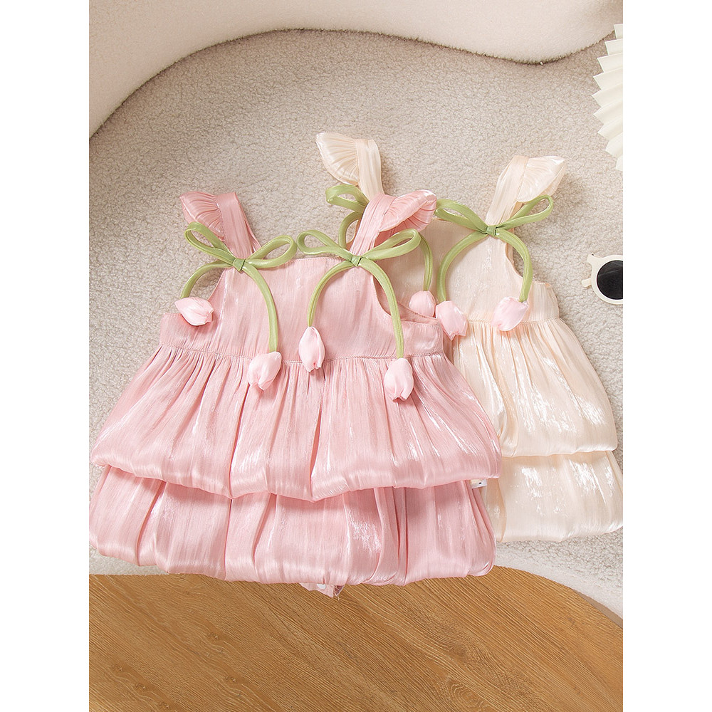 0-6-12 meses vestido de verão do bebê menina estilingue bolo vestido princesa mês inteiro um ano de idade vestido de ver