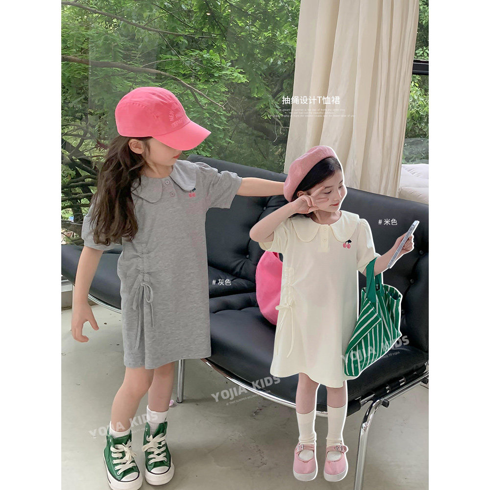 Meninas vestido de verão 2026 novo estilo roupas infantis camiseta vestido verão crianças menina polo camisa vestido ver