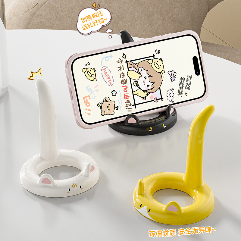 Criativo gatinho suporte do telefone móvel plástico dos desenhos animados bonito titular comer perseguindo Drama ferrame