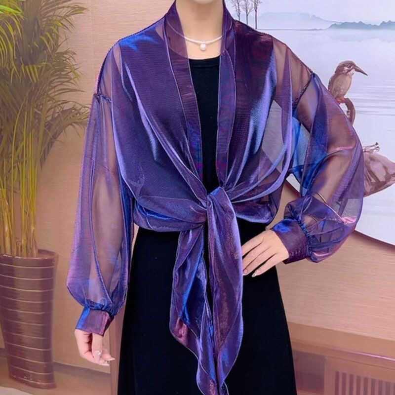 2024 novo estilo jaqueta estilo fino verão com saia Suspender jogo exterior gradiente pequeno xale protetor solar roupas