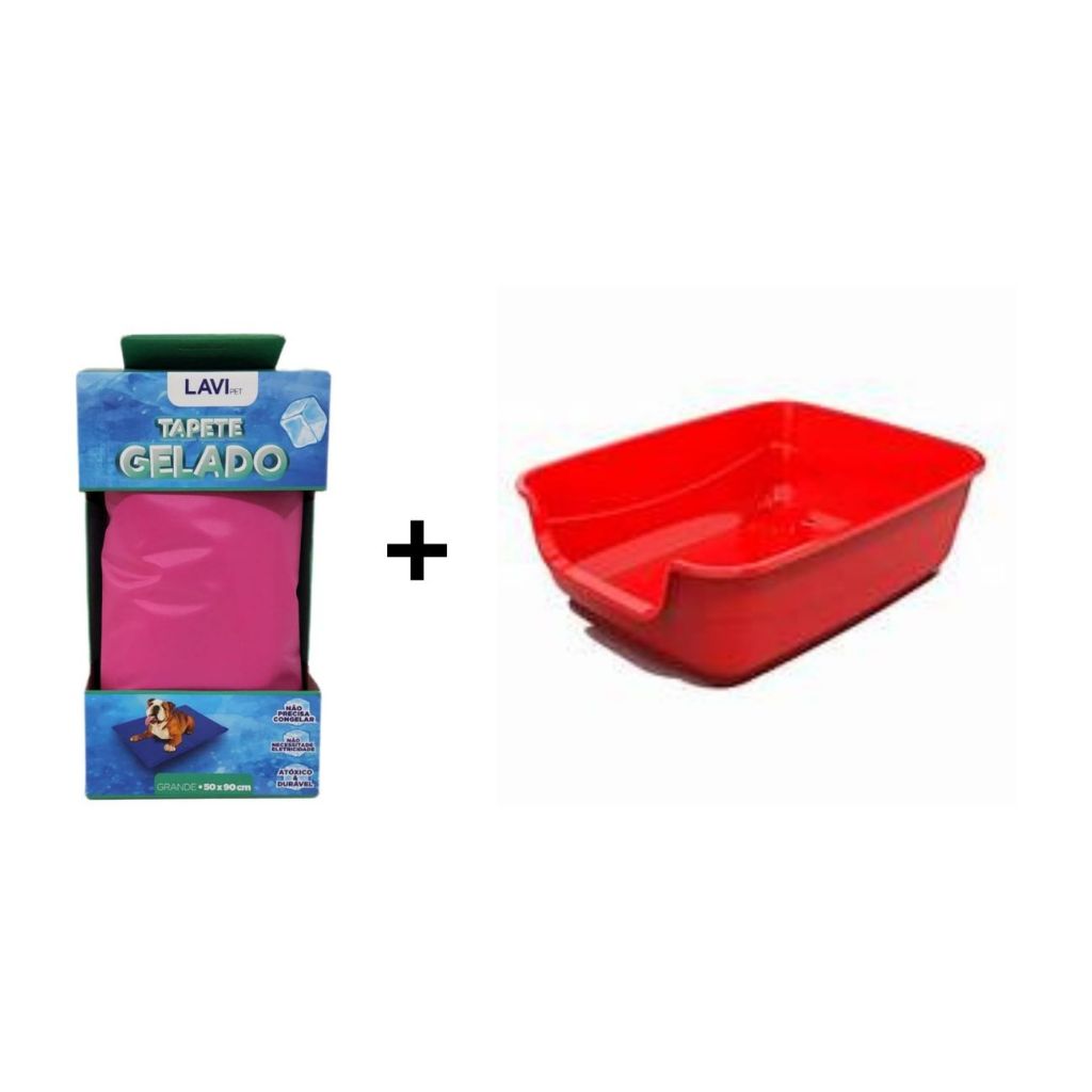 Kit bandeja casinha Jumbox + Tapete gelado (G) para cães e gatos.