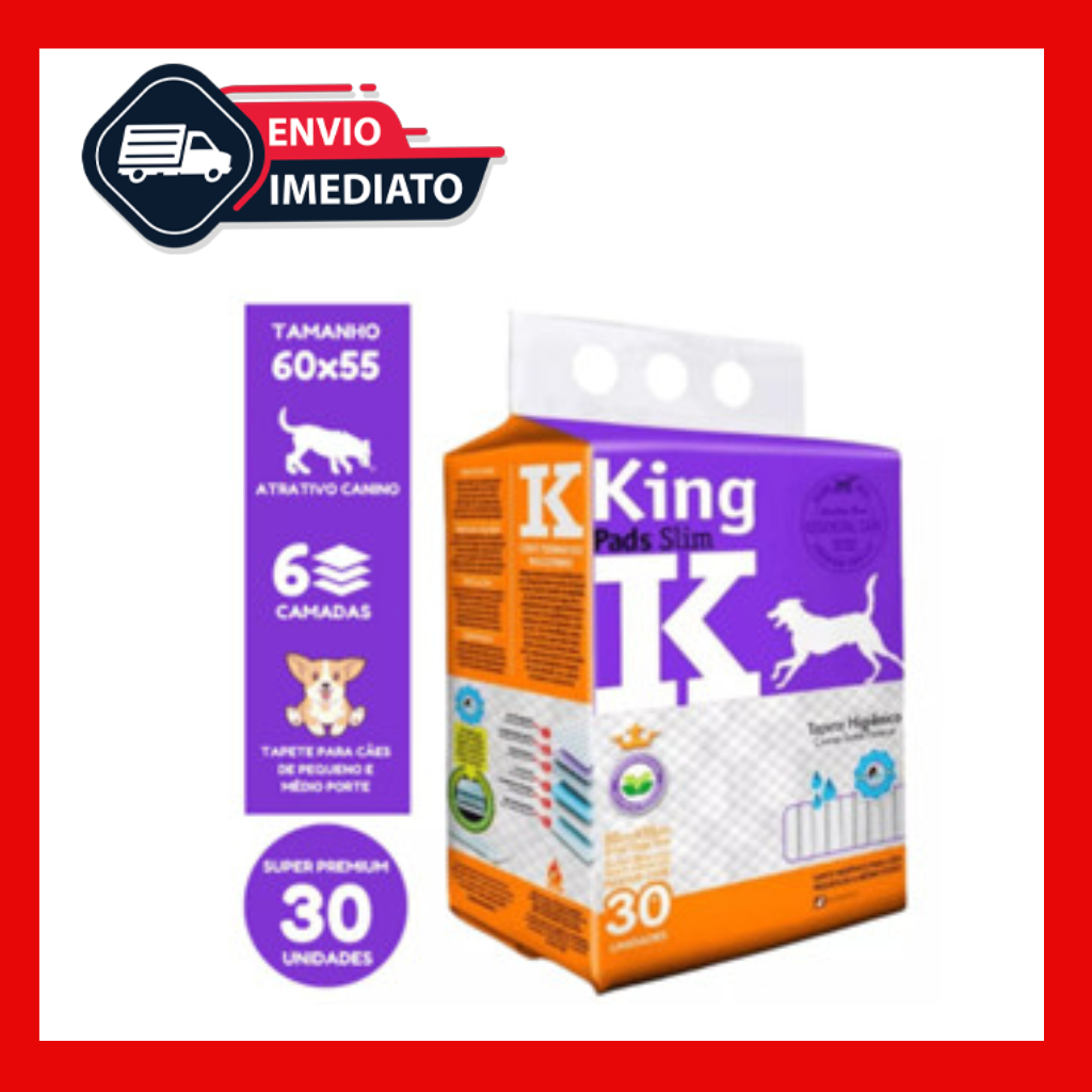 Tapete Higiênico Cachorro Pet King Pads Slim 60x55 Com 30un