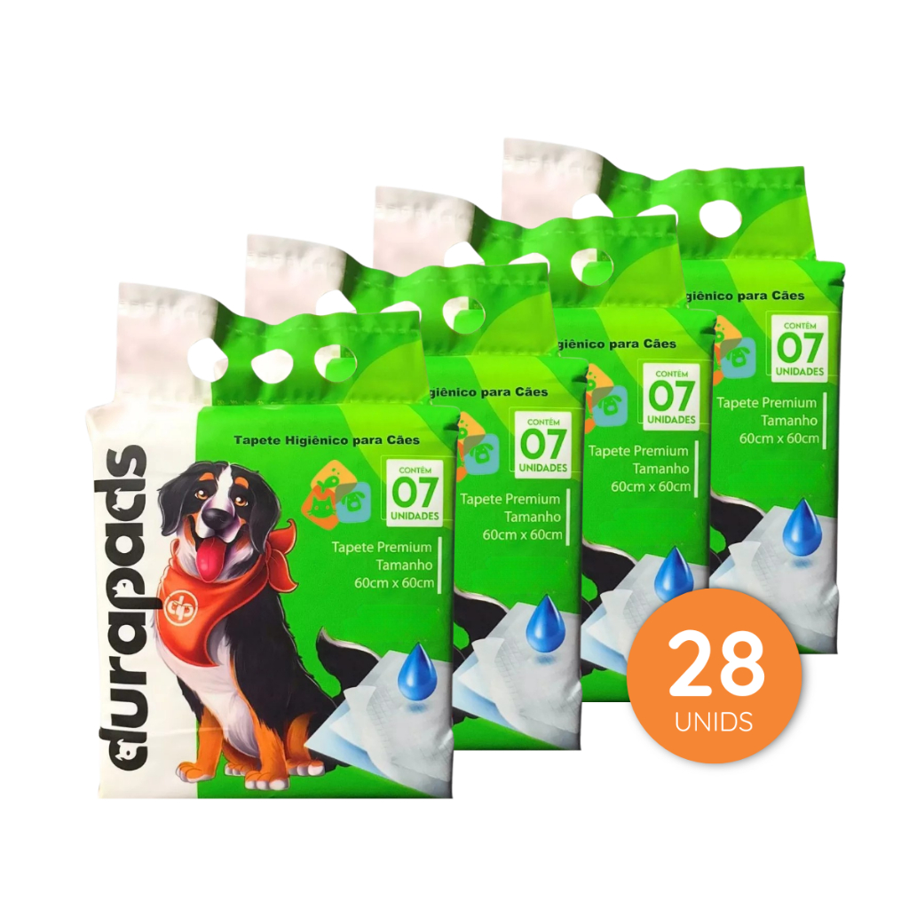 Tapete Higiênico Durapads Premium 7 Un 60x60cm - Barreira antivazamento e alta absorção para Cães