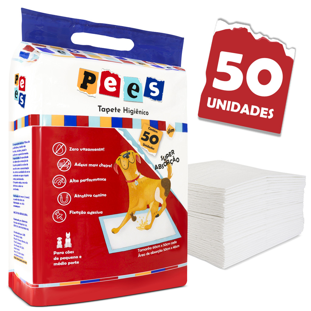 Tapete Higiênico para Cachorro 50 unidades Alta Absorção 50x60cm - Receba seu pedido em até 3 horas