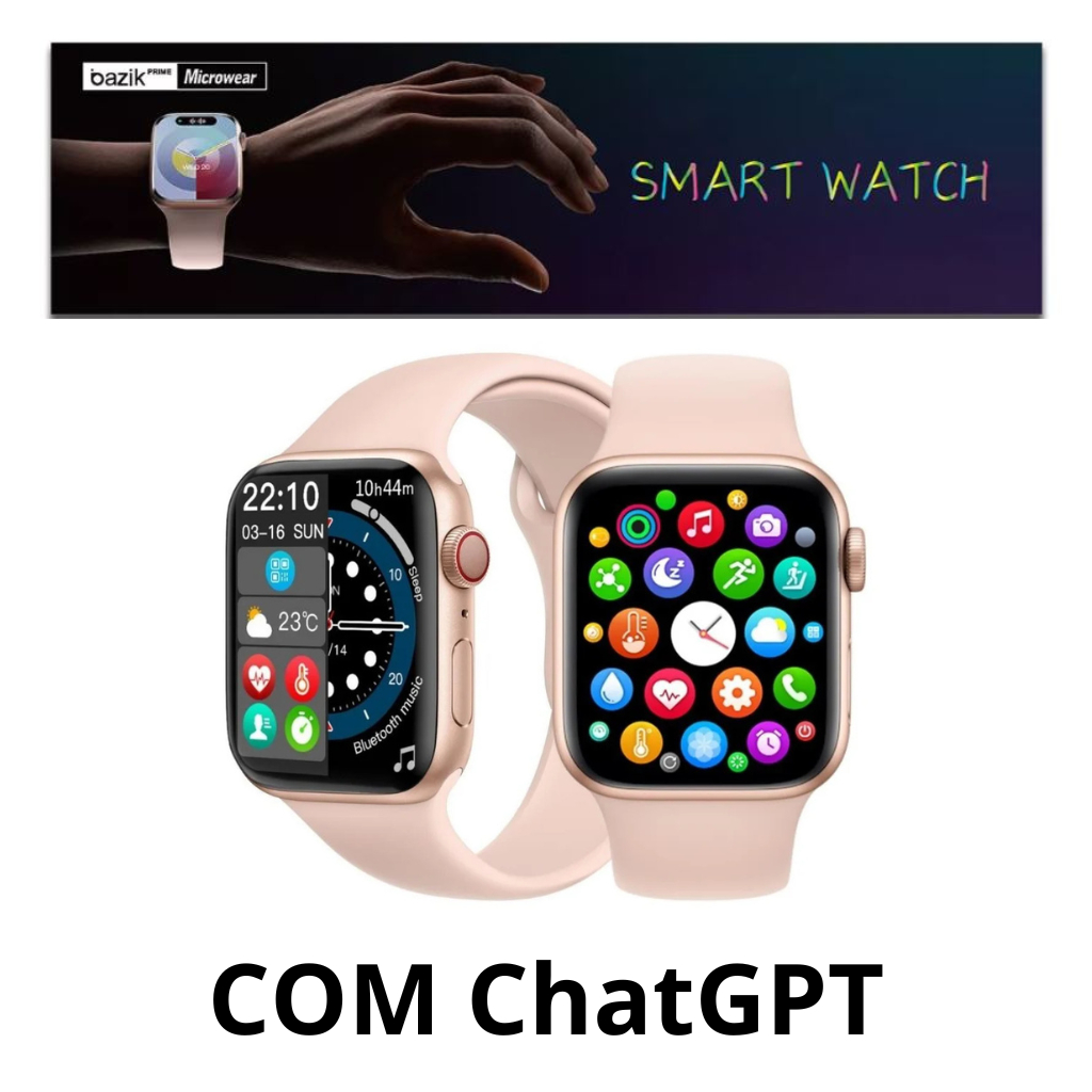 Relógio Inteligente Smartwatch W29s Serie 9 com ChatGPT 47mm Dourado com pulseira Rosa