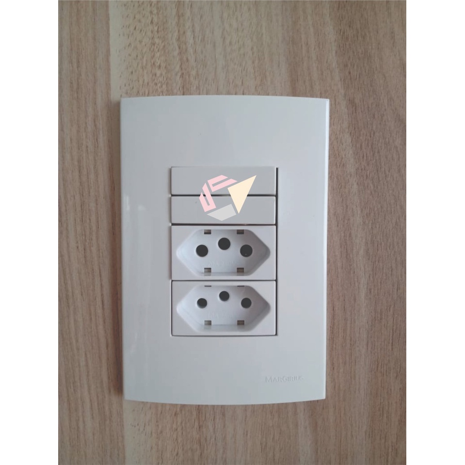 Conjunto 4x2 Com 2 Tecla Paralela e 2 tomadas 20A sleek branco Margirius