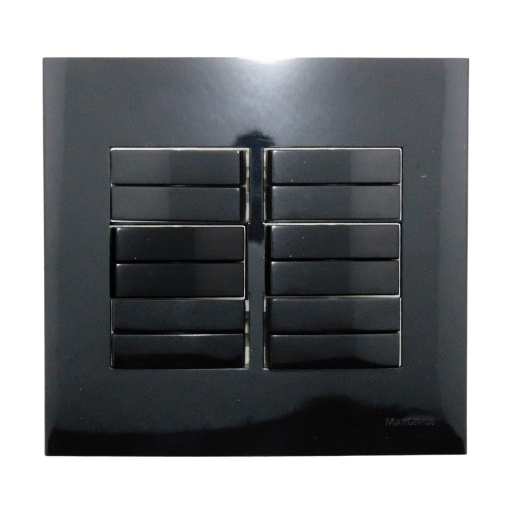 Conjunto 4x4 com 12 tecla interruptores simples sleek Preto Brilhante Margirius