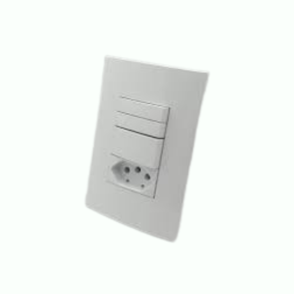 Conjunto 4x2 com 2 tecla S + 1 Paralela + 1 tomada 10A sleek branco