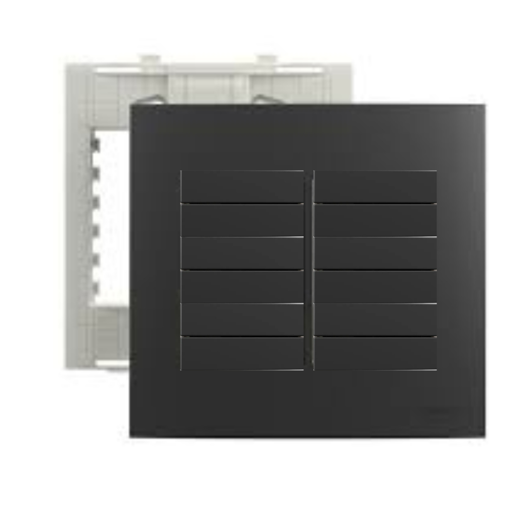 Conjunto 4x4 com 12 Teclas Interruptor Simples linha Sleek Grafite (Cinza escuro) Margirius