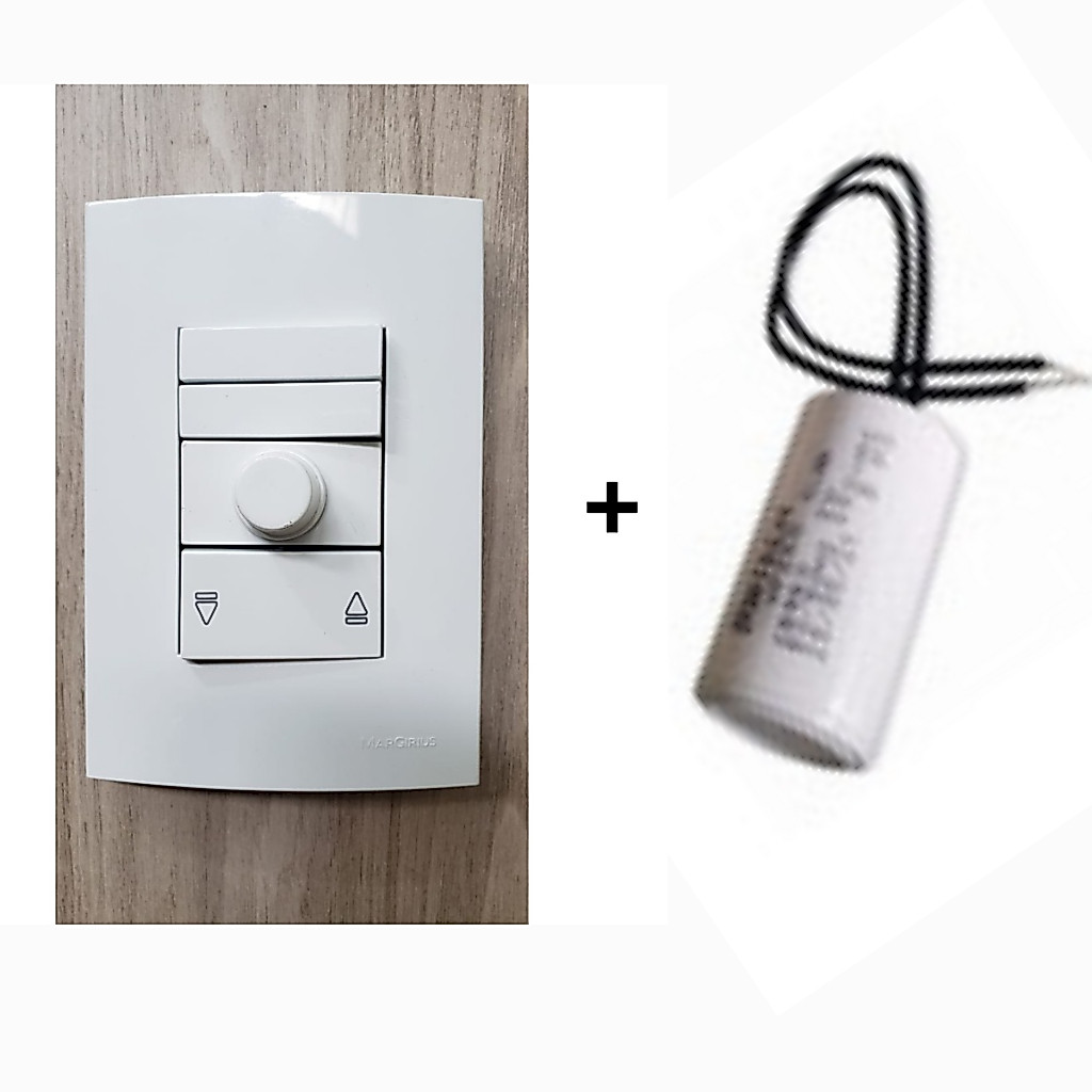 Conjunto Controle para Ventilador com 2 teclas P + Capacitor 2 fios Sleek Branco Margirius