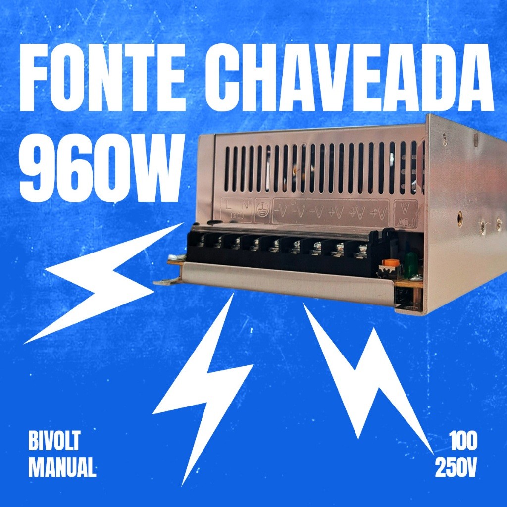 Fonte Chaveada Colmeia 12v 80a 960w Estabilizada para cftv fita led som automotivo camera Bivolt