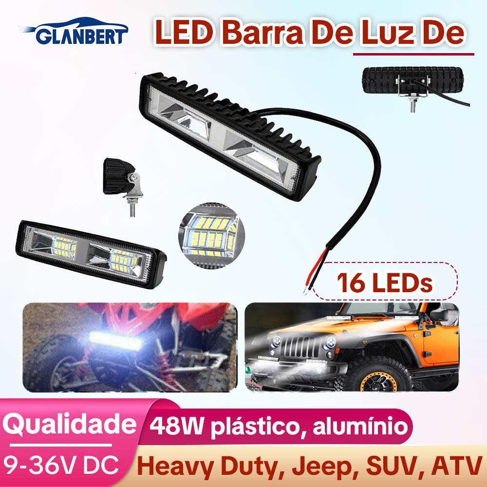 48W LED Barra De Luz De Trabalho Luzes De Inundação Lâmpada De Condução Offroad Car SUV 12V