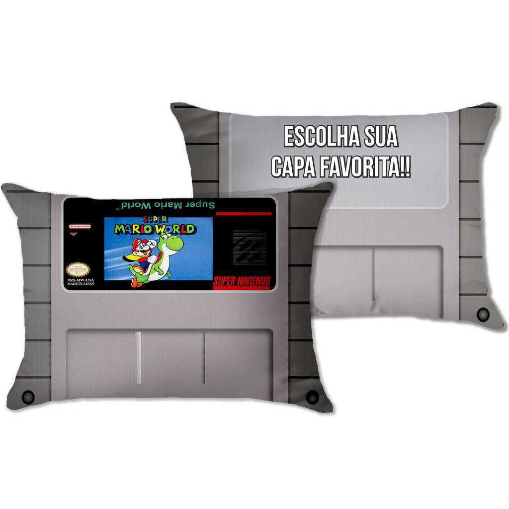 Almofada Cartucho Super Nintendo 40x60 Vintage com opção de Personalizar com sua capa favorita !!!