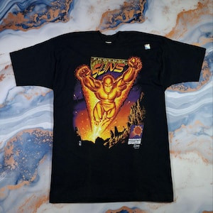 Camiseta Masculina Feminina Oversized Estampa Phoenix Suns Super-Herói Streetwear, Camiseta de Basquete Vintage