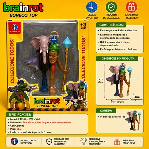 Boneco Colecionavel Brainrot Decorativo Exclusivo Personagem Culto Horror