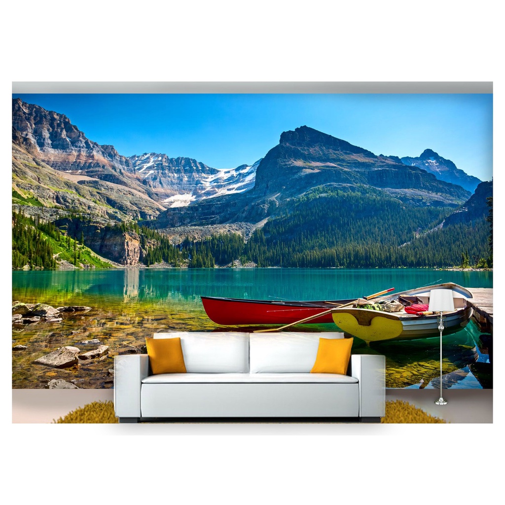 papel de parede Lago montanha paisagem céu 3D 10m² NLK128