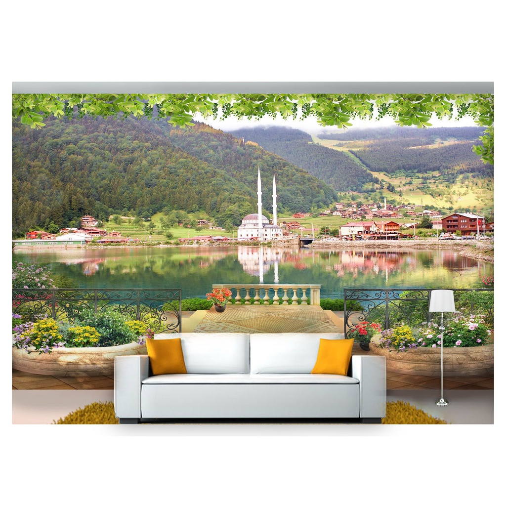 papel de parede Paisagem Digital lago montanha 10m² DAH59