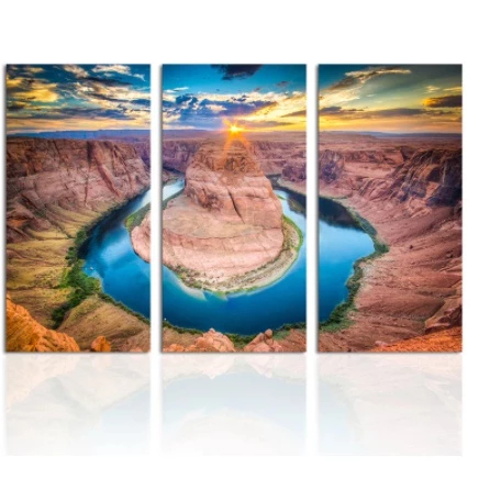 Quadro Decorativo Lago Montanhas Paisagem Natureza Tranquila Reflexo Céu Azul Moderno