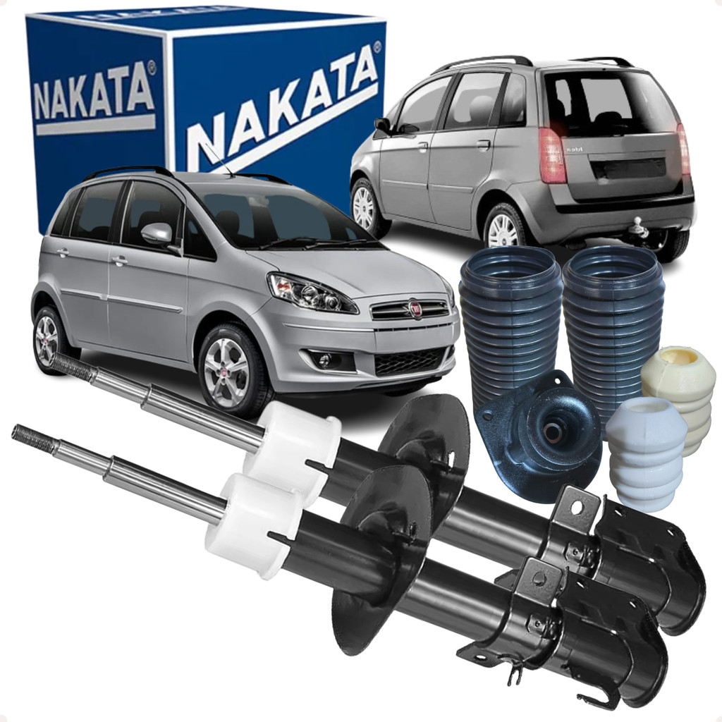 Par Amortecedor + Kits Batente Dianteiro Fiat Idea 2006 07 08 09 2010 11 12 13 14 15 16 2017